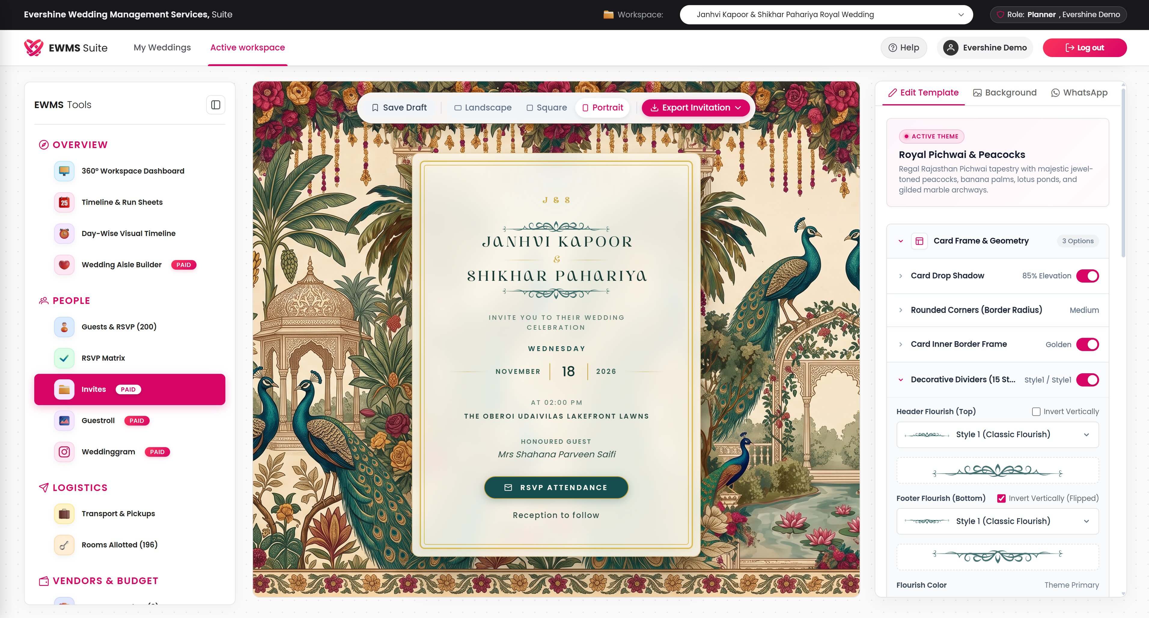 EWMS Invites Studio - Royal Pichwai Invitation Suite