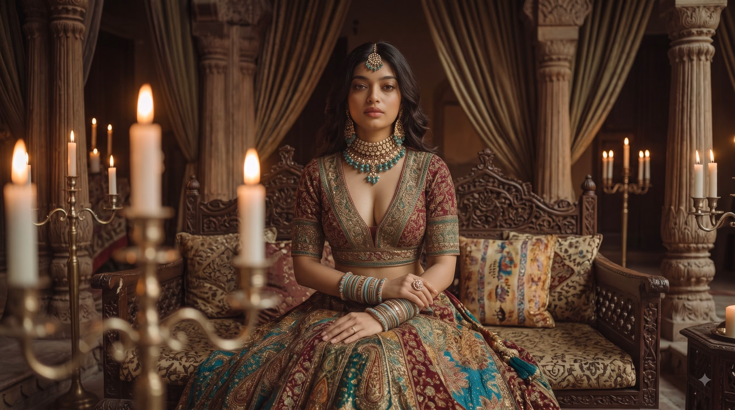 Maharani Deep Burgundy Velvet Regal Wedding Lehenga