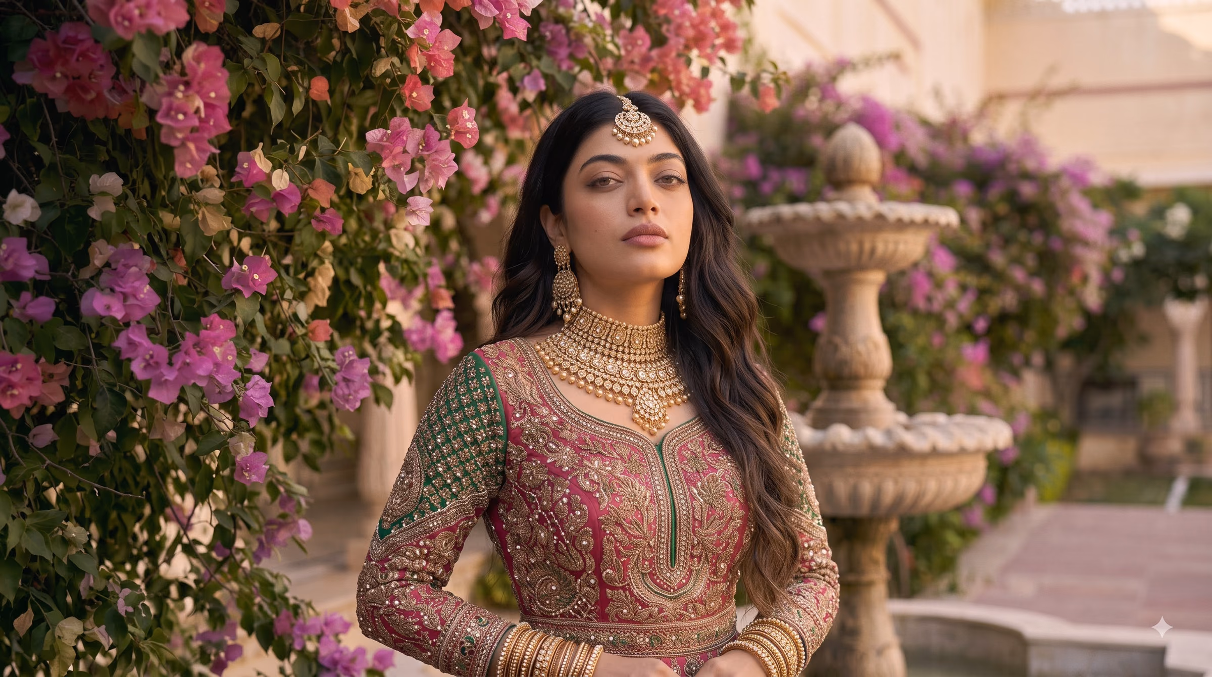 Kavya Mustard Gold Tissue & Marodi Work Bridal Lehenga