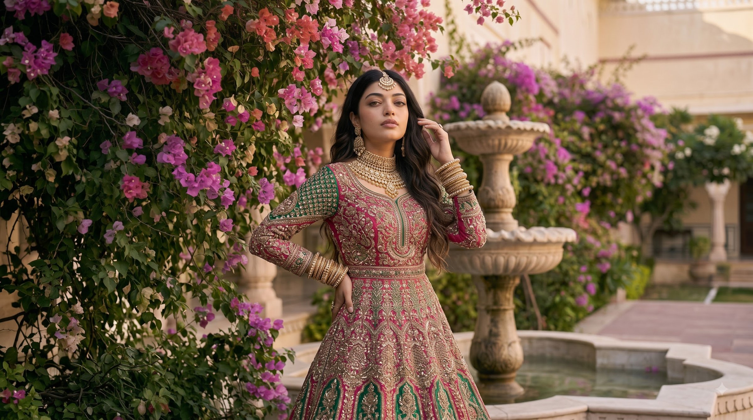 Kavya Mustard Gold Tissue & Marodi Work Bridal Lehenga view 9